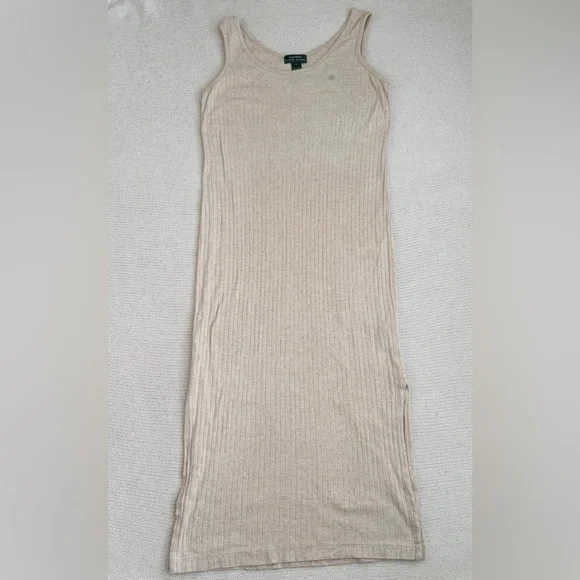 Ralph Lauren Cotton/Linen Ribbed Maxi Dress Size Medium - Picture 3 of 7